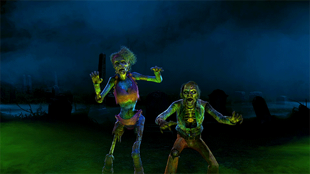 Silly Zombie Scares Decoration Sample - AtmosFX Digital Decorations